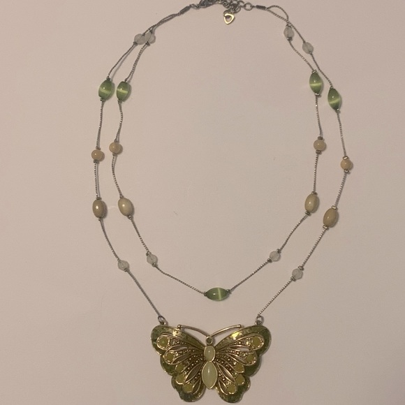 Vintage Butterfly Double Strand Necklace - Picture 2 of 4